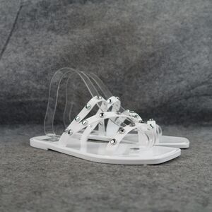 Dolce Vita Shoes Womens 6 Sandals Jelly Slides Casual Stud Flats White Shelly